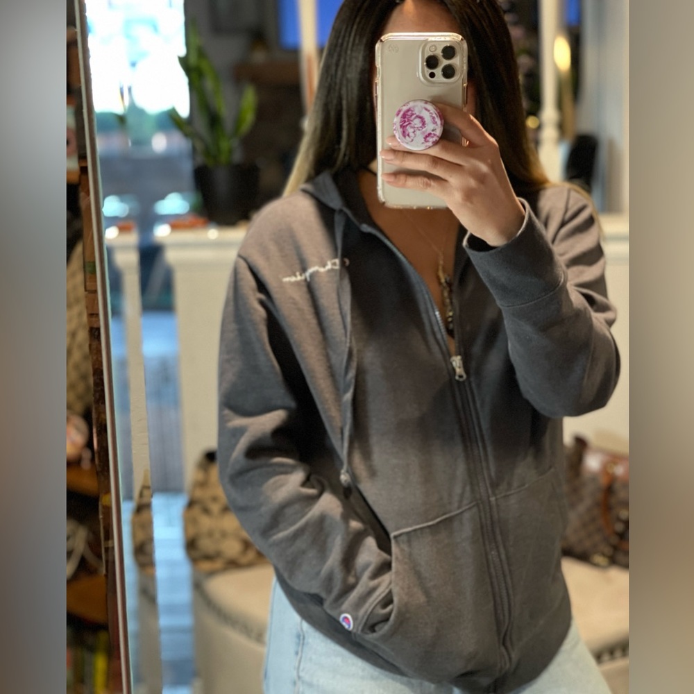 Men's Champion gray zip up hoodie